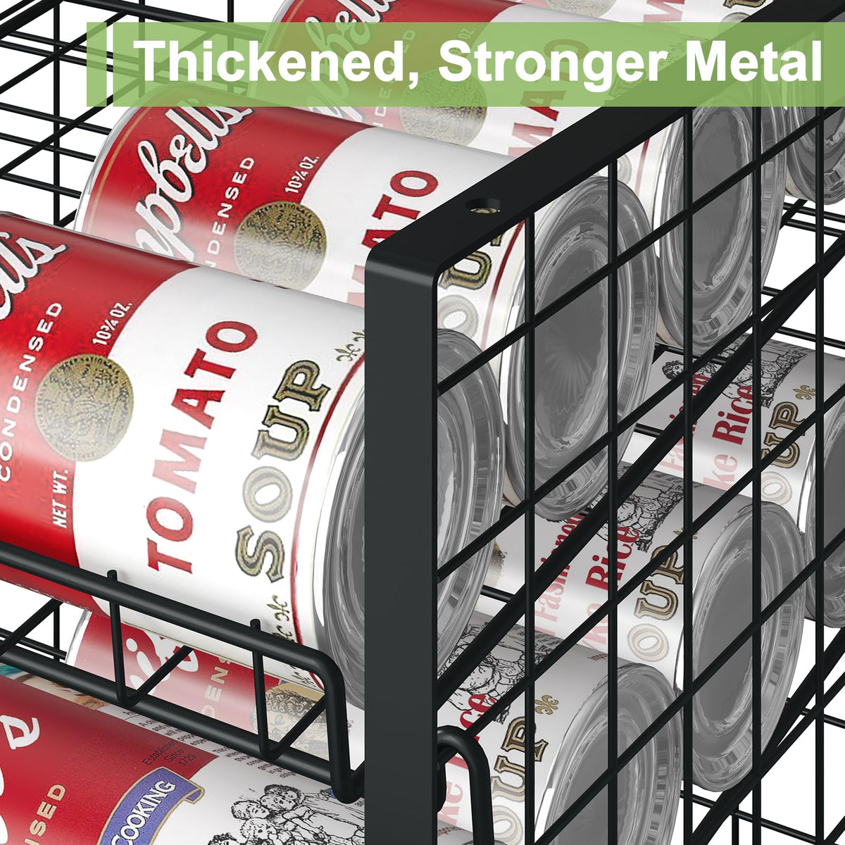 JKsmart rack stacked with cans demonstrates high-capacity organization.