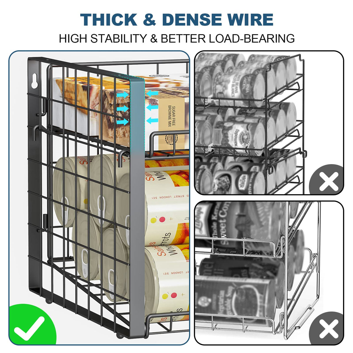 JKsmart pantry organization ideal for various can sizes and beverages.