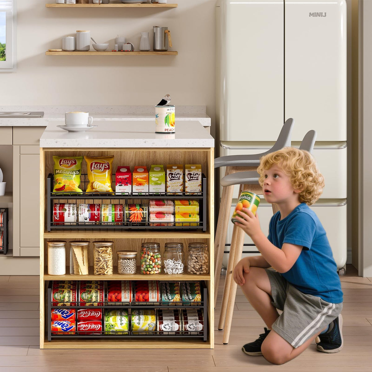 JKsmart secure back and nets prevent cans from tipping or falling