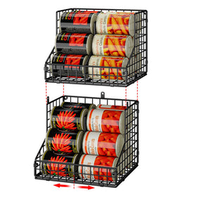 JKsmart stackable can organizer two-tier design for compact pantry storage