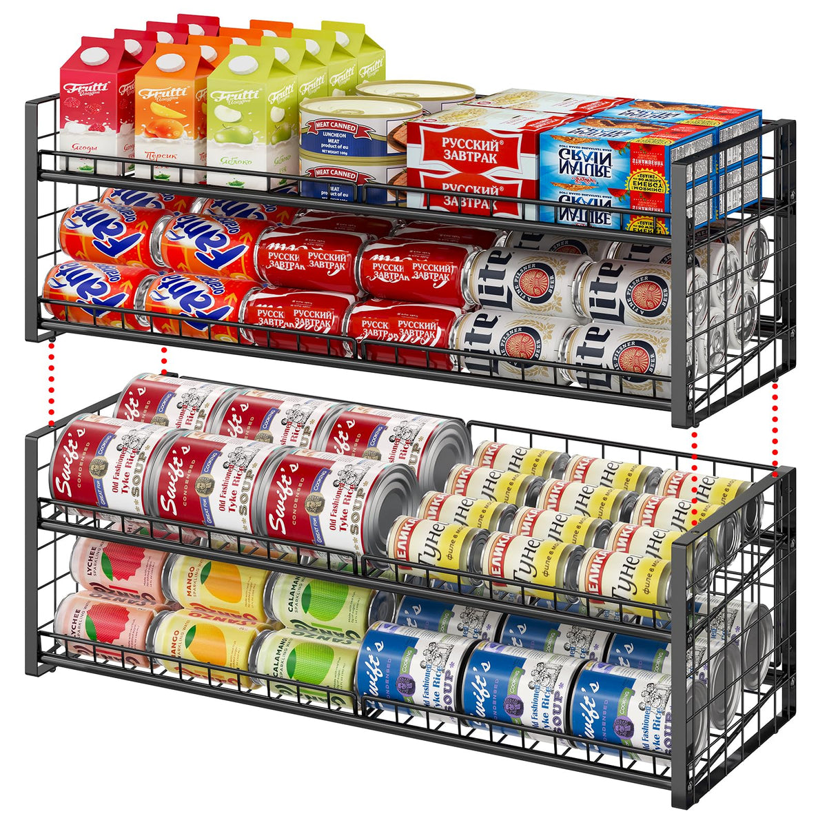 JKsmart stackable can organizer front view for easy pantry access
