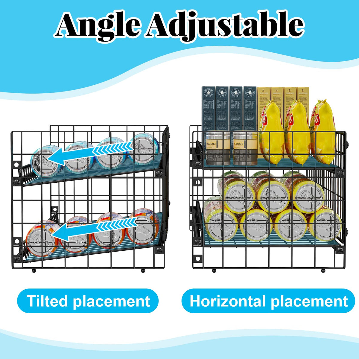 JKsmart stackable can organizer side view saves space on shelf