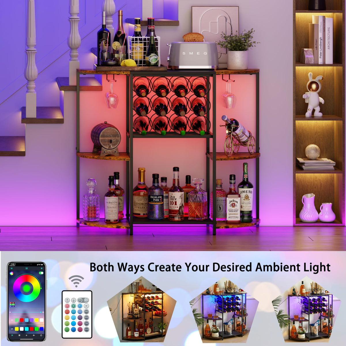 JKsmart wine cabinet features 12 red wine compartments for organized storage