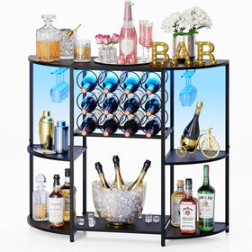 JKsmart wine bar cabinet with LED strip lighting enhances ambiance