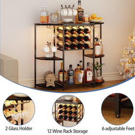 JKsmart wine bar cabinet large tabletop and five open shelves for guests