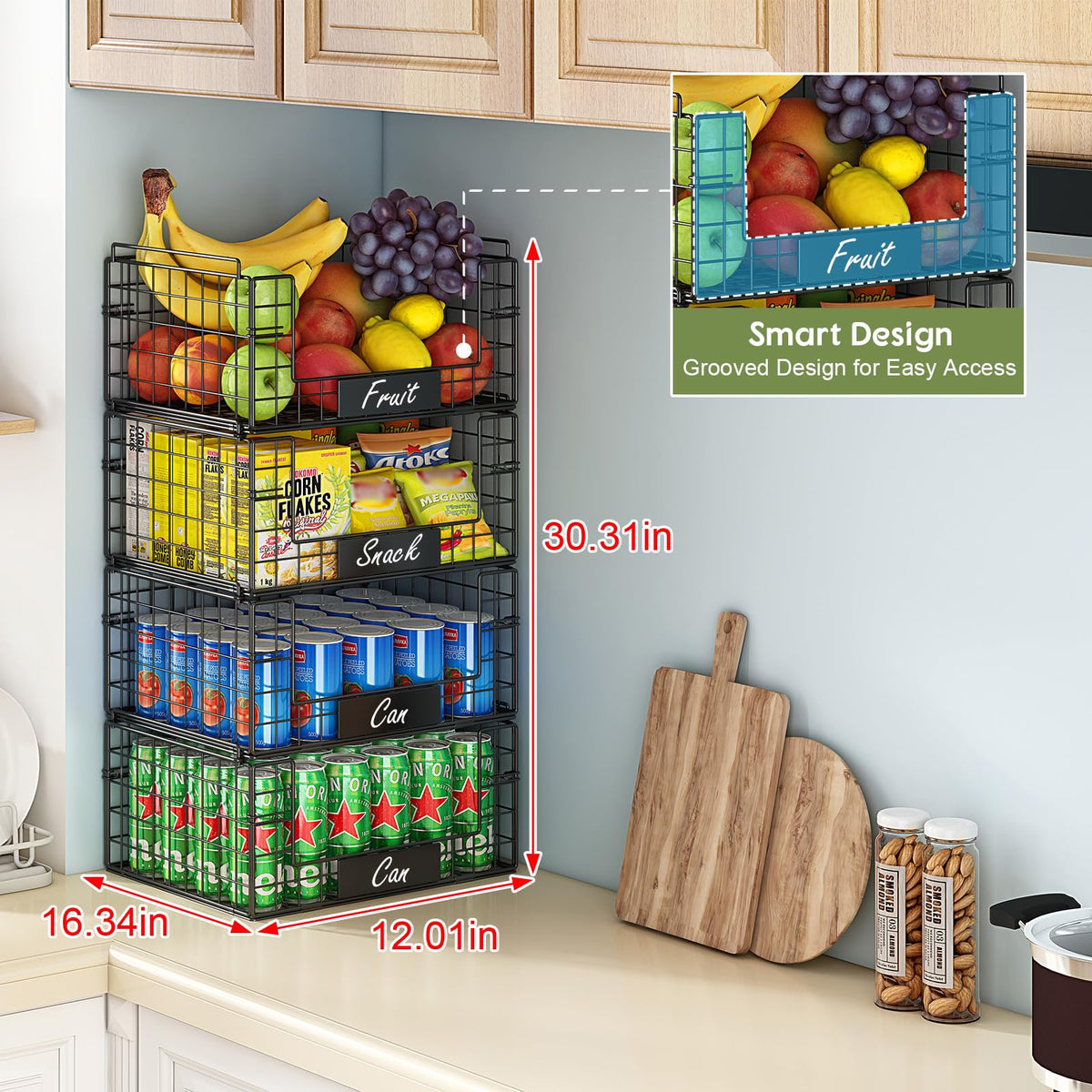 JKsmart wire baskets with name plates enable quick item identification
