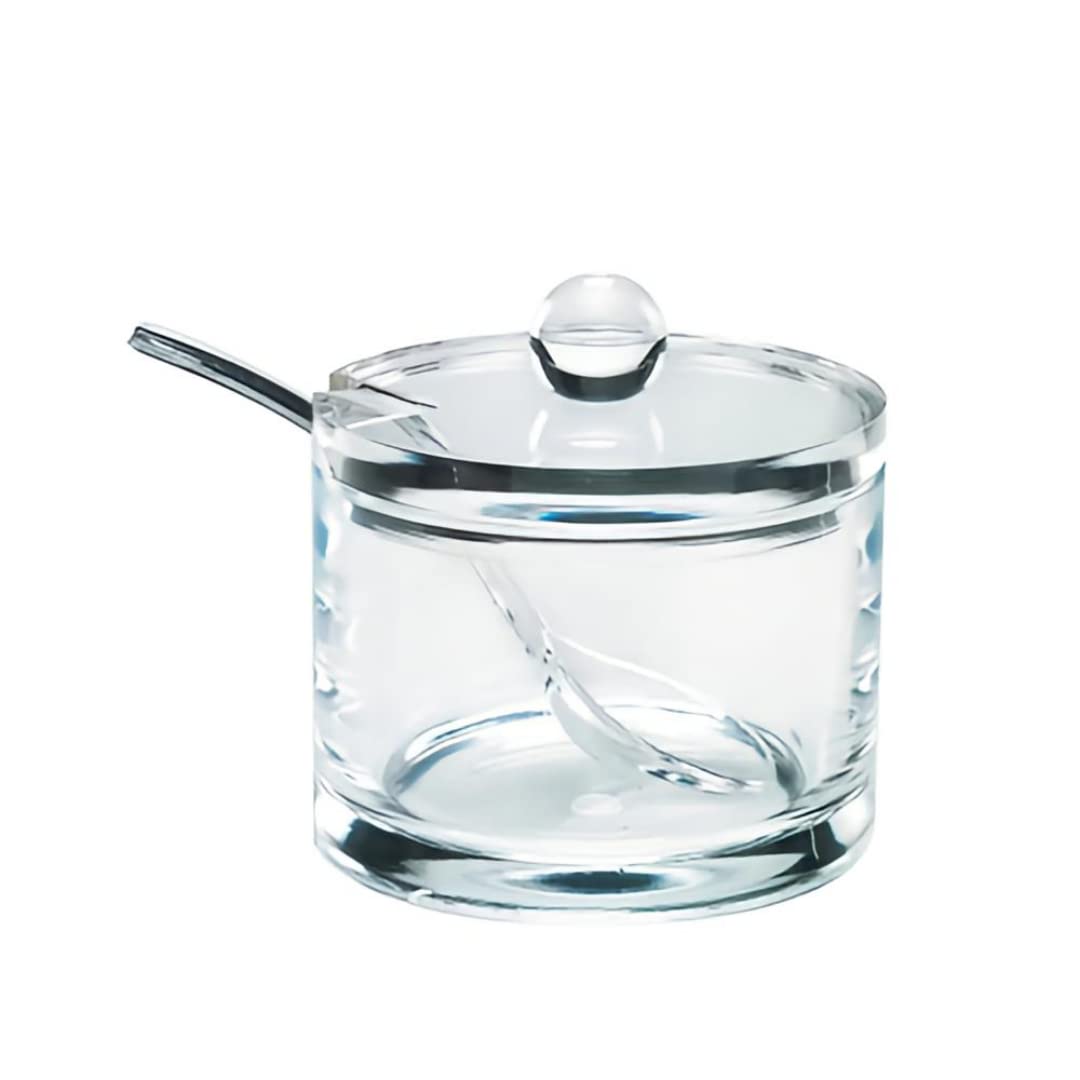 J&M DESIGN clear acrylic sugar bowl with lid and spoon for precise sweetness