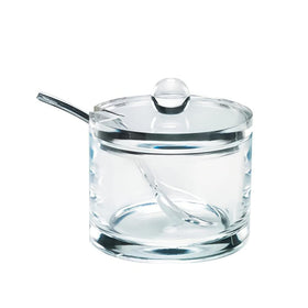 J&M DESIGN clear acrylic sugar bowl with lid and spoon for precise sweetness