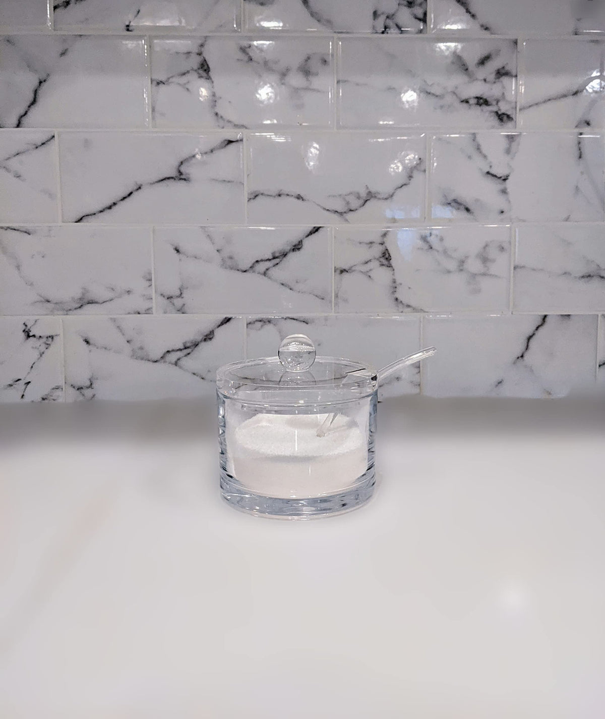 J&M DESIGN 8-ounce sugar bowl on a clean kitchen counter