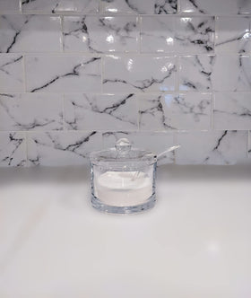 J&M DESIGN 8-ounce sugar bowl on a clean kitchen counter