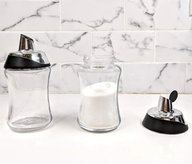 J&M DESIGN sugar dispenser compact design fits in tight kitchen spaces.