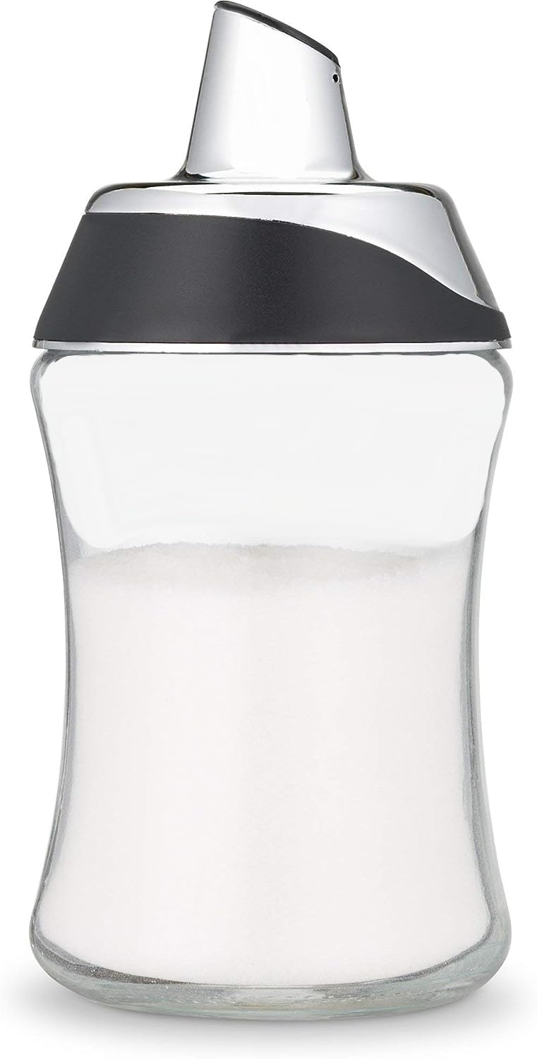 J&M DESIGN sugar dispenser with pour spout enables precise pours for coffee and tea.
