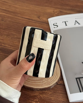 JMCRATE green-white striped mug; vibrant style for kitchen or desk