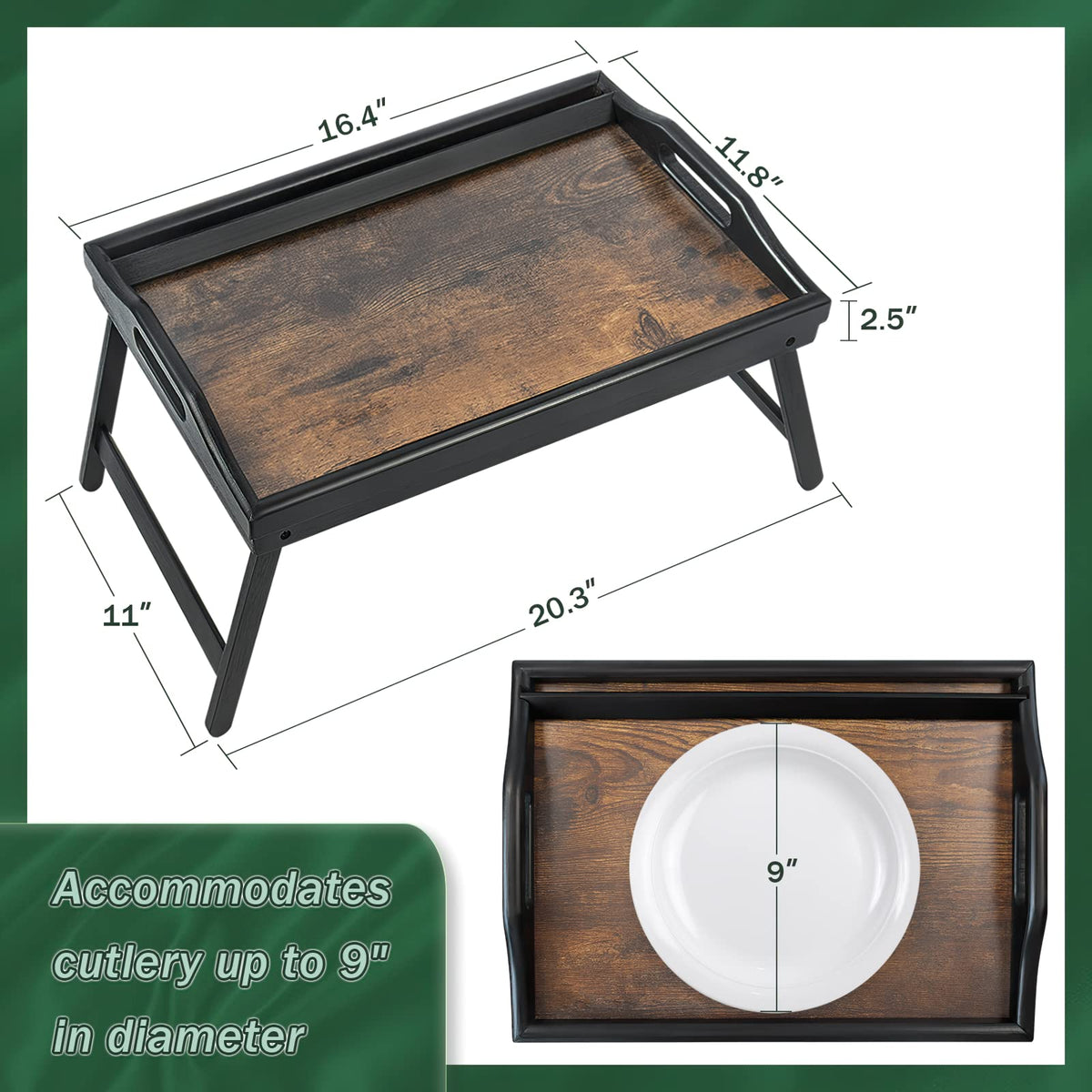 JMLHMXC portable bamboo tray supports snacks indoors or outdoors