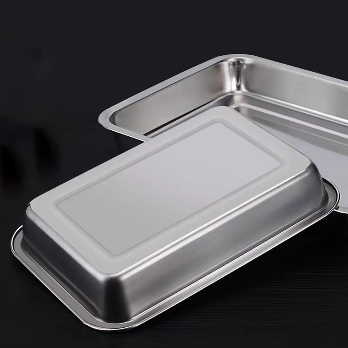 JMUSTTBO breading trays stackable design, space-saving arrangement.