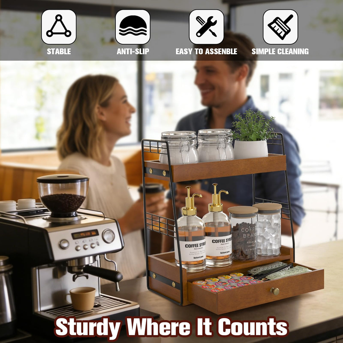 JNFUZ easy-assembly design saves time setting up your coffee station