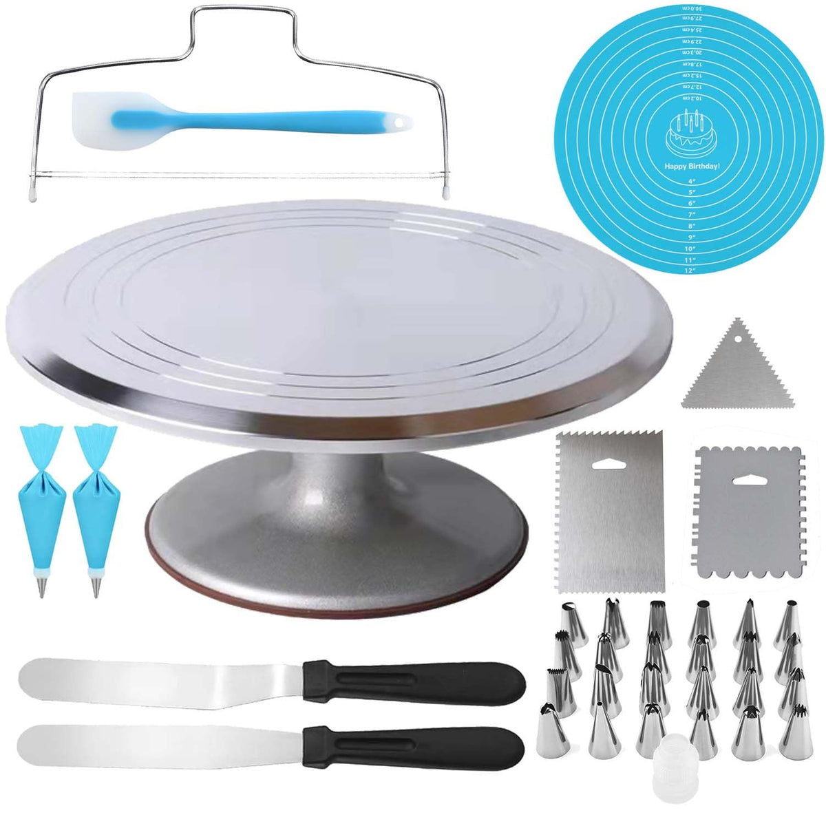 Jninexiu 12-inch cake stand top view for even decorating