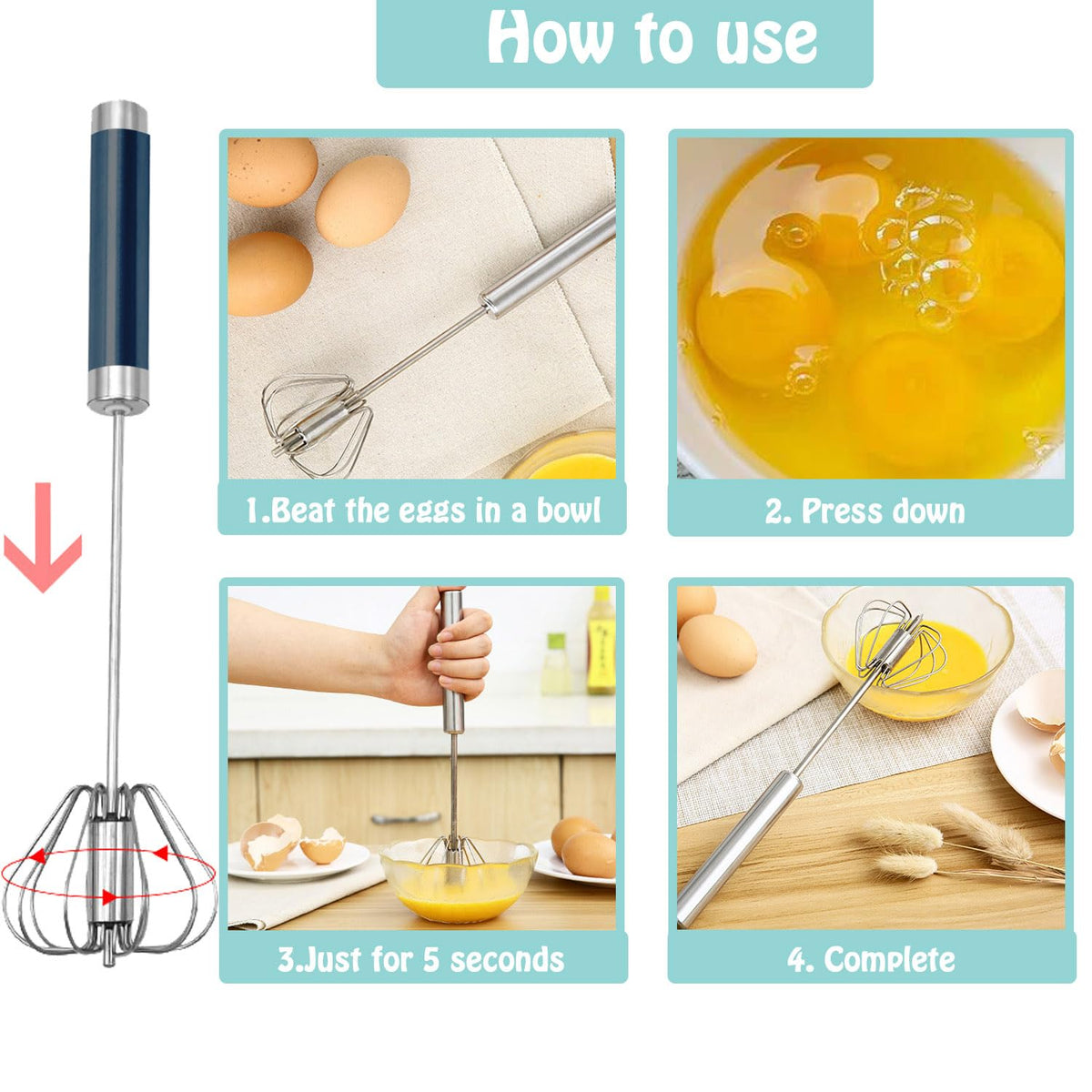 Egg separator included to speed up prep for baking and cooking