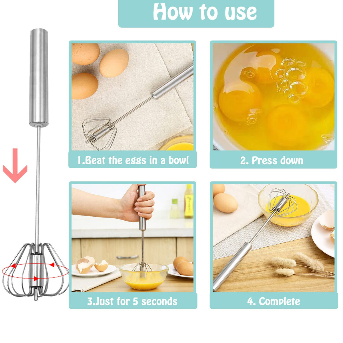 Jninexiu whisk whipping cream to fluffy soft peaks.