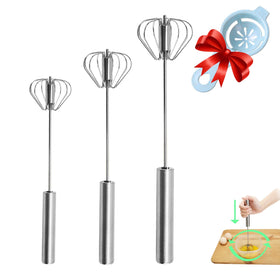 Jninexiu semi-automatic whisk full product in silver, durable stainless steel for versatile mixing.