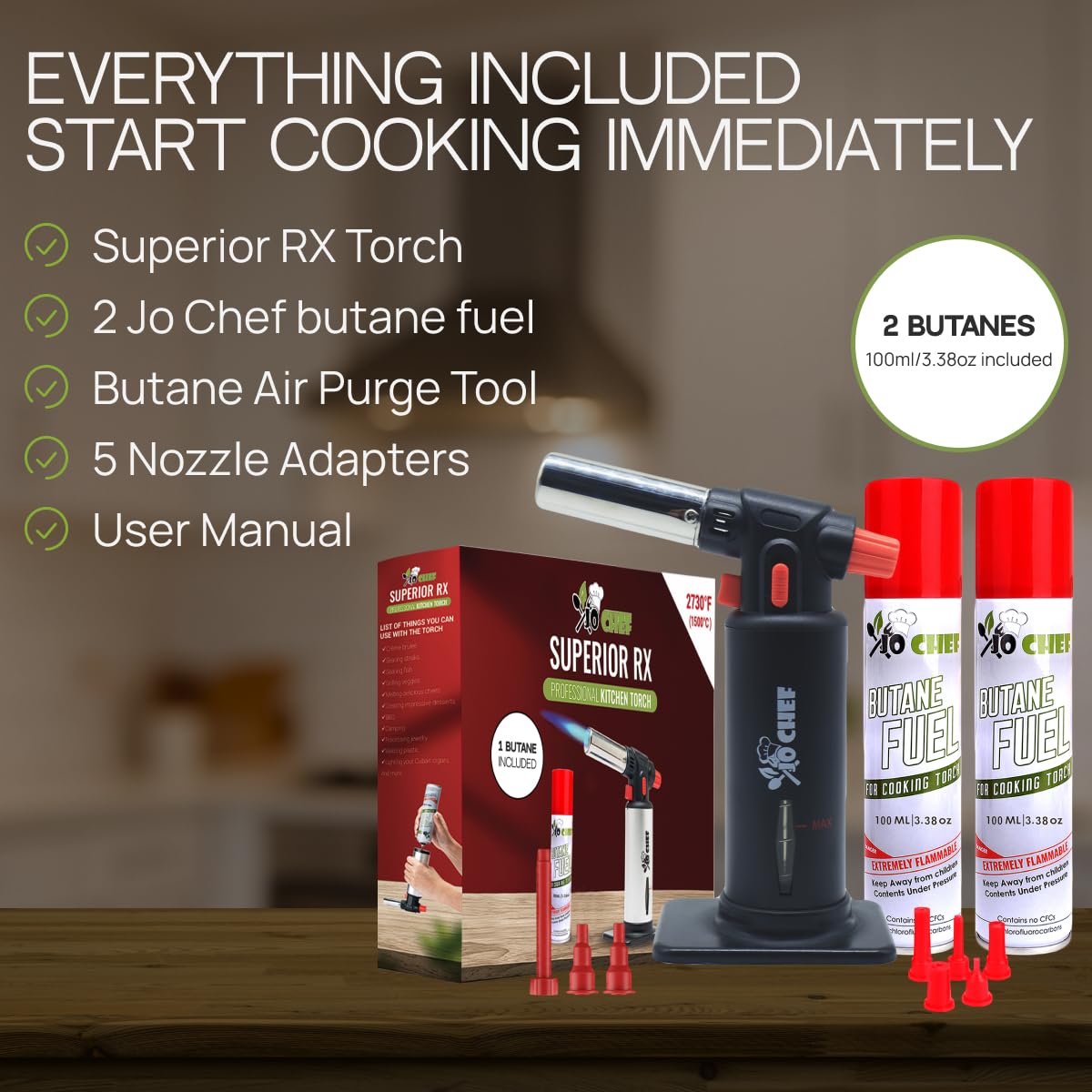 Jo Chef kitchen torch non-slip base ensures stable operation