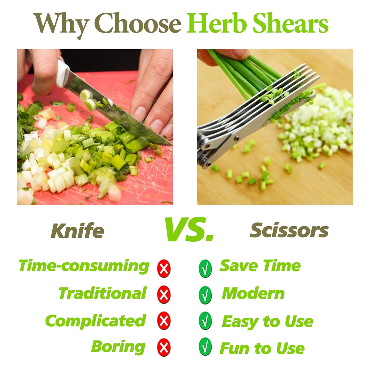 JOFUYU multi-use scissors ideal for herbs like basil and parsley.