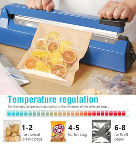 JOANAJO Impulse Sealer heat dial in-use highlight for customizable packaging solutions.