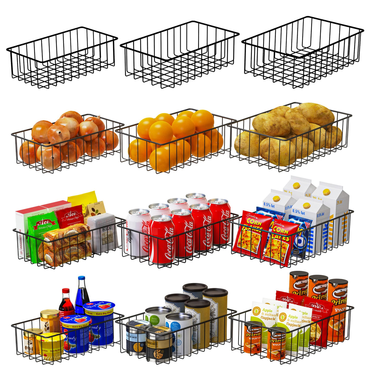 Joben Oligey 12-pack large basket front view for pantry organization