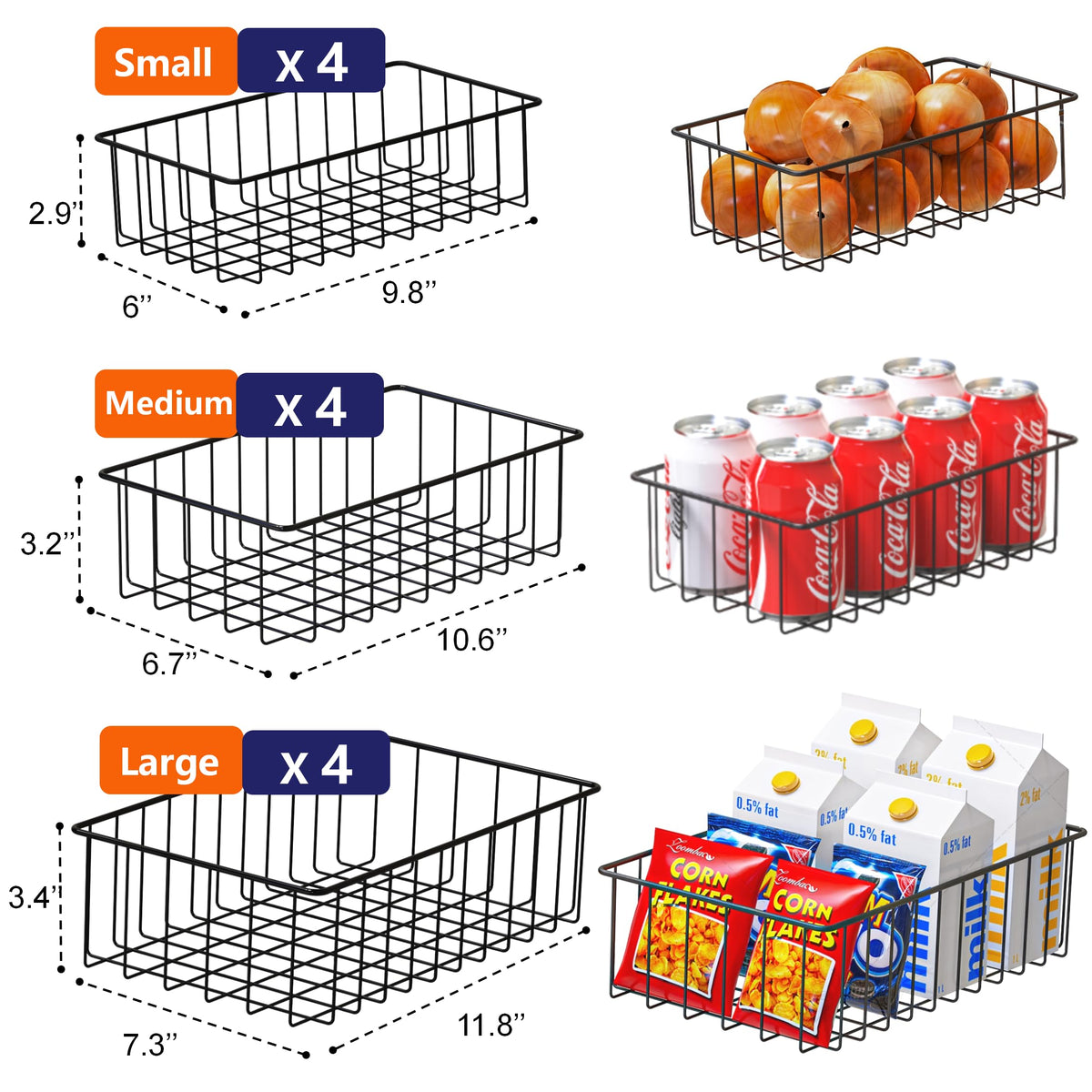 Joben Oligey 12-pack medium basket on shelf for kitchen storage