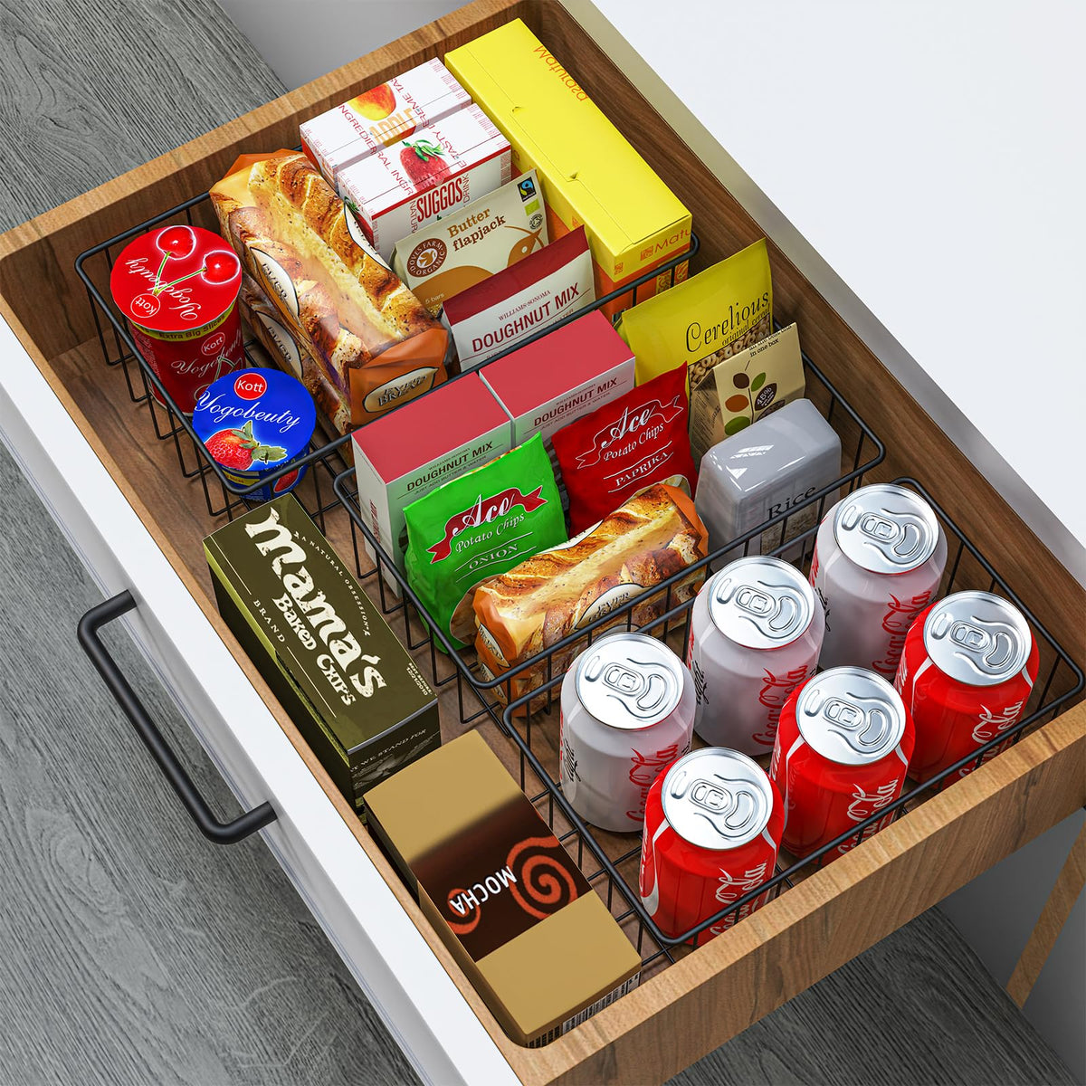 Joben Oligey 12-pack small basket stacked for compact cabinet use