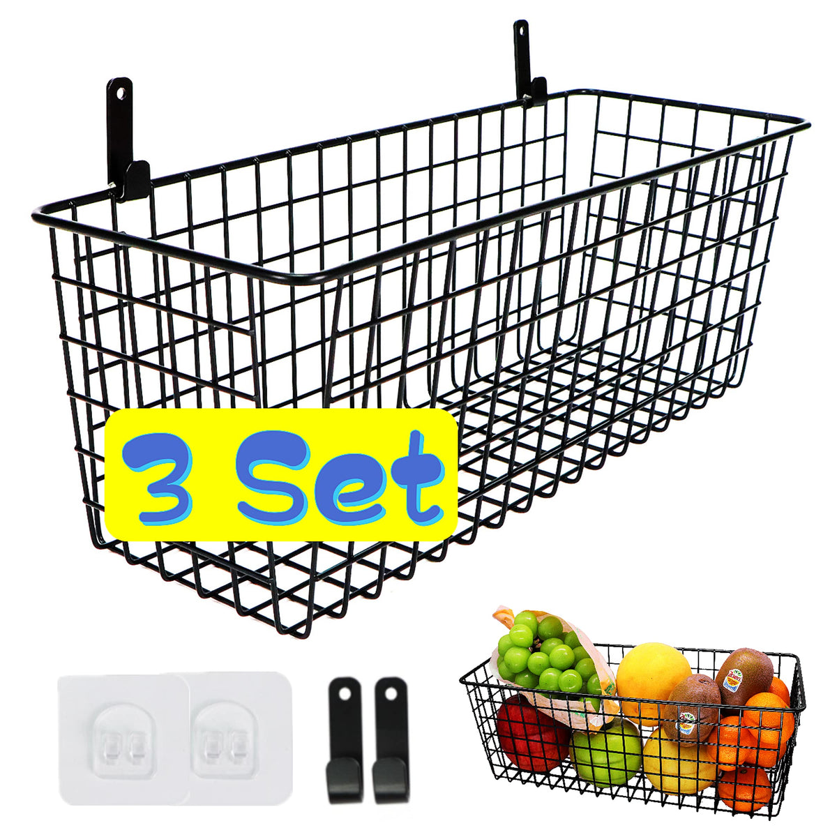 Joben Oligey hanging basket extra large front view for easy pantry organization.