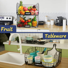 Joben Oligey kitchen cabinet organization basket in use on shelf
