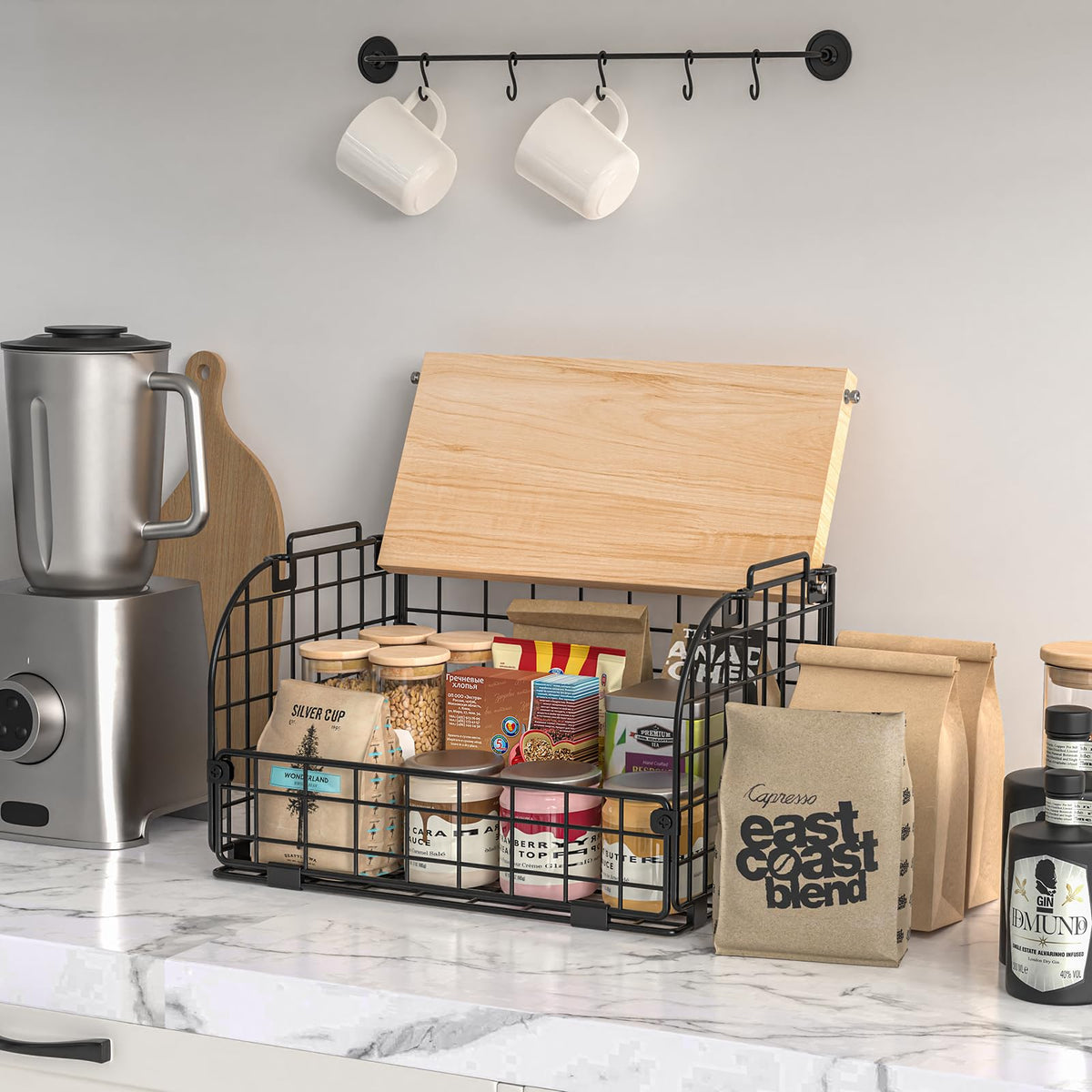Joben Oligey pantry storage for fruits, vegetables, and snacks.