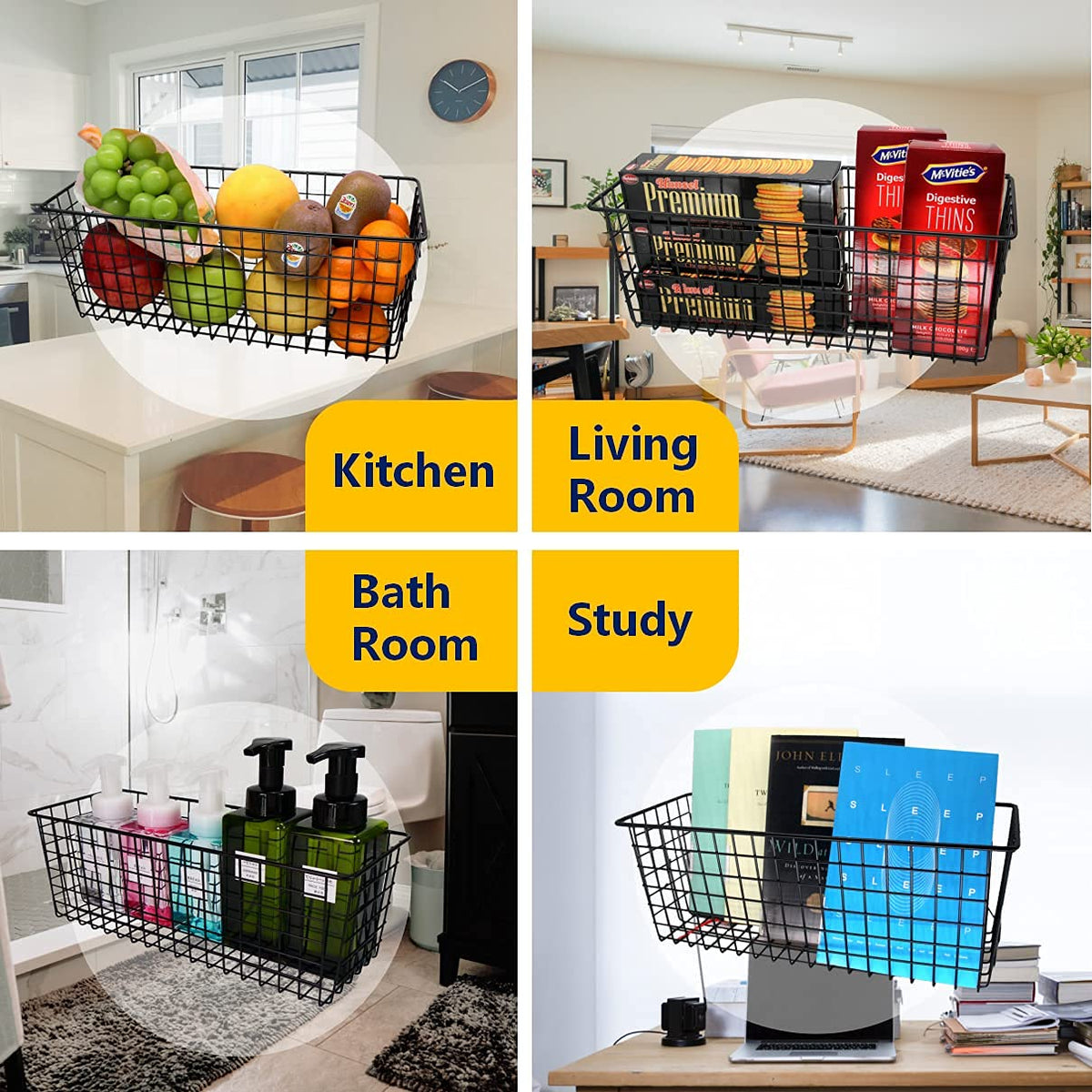 Joben Oligey wall mount storage keeps clutter off counters and walls.