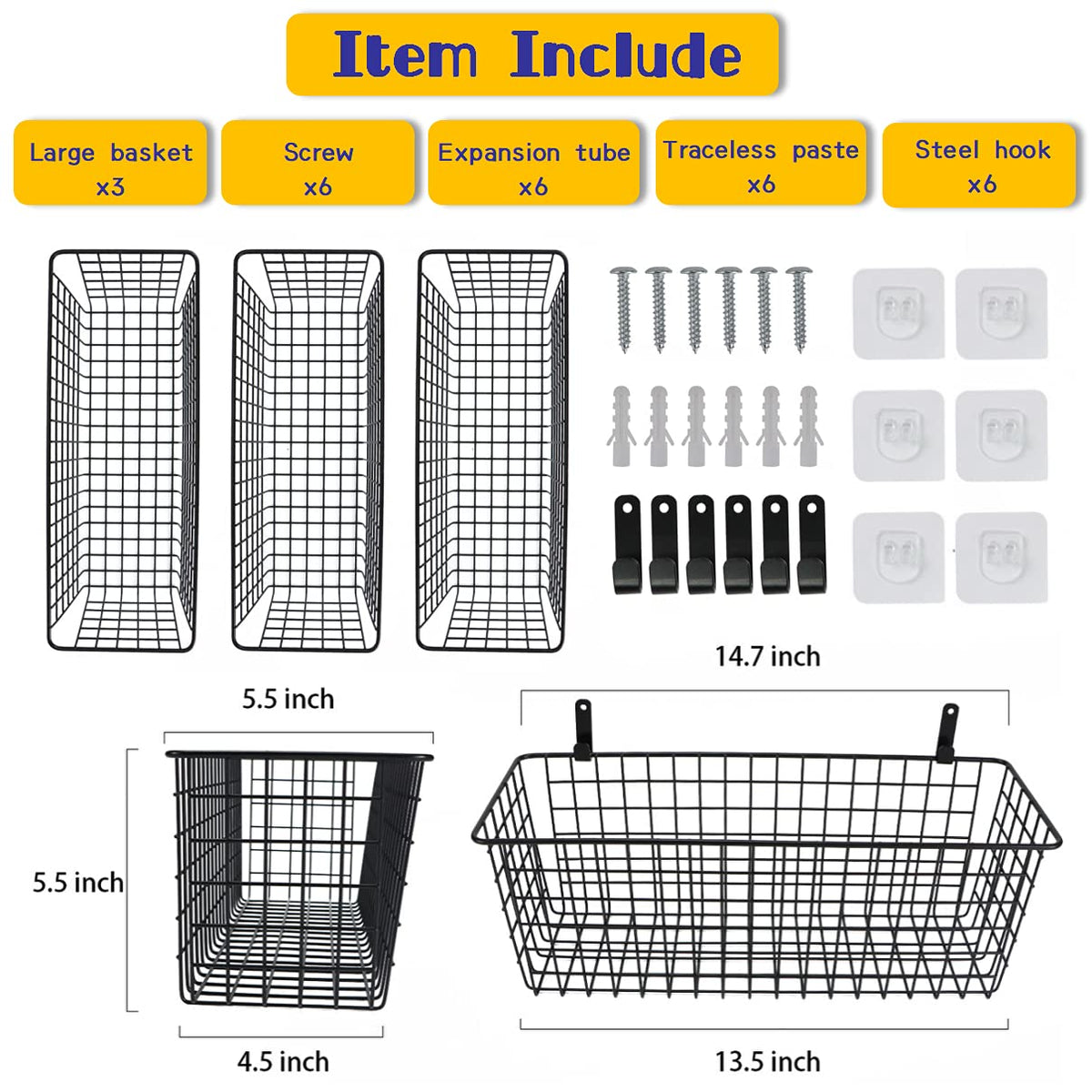 Joben Oligey wire basket pantry storage in black boosts kitchen efficiency.
