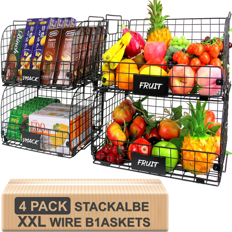 Joben Oligey XXL stackable basket front view supports organized pantry storage