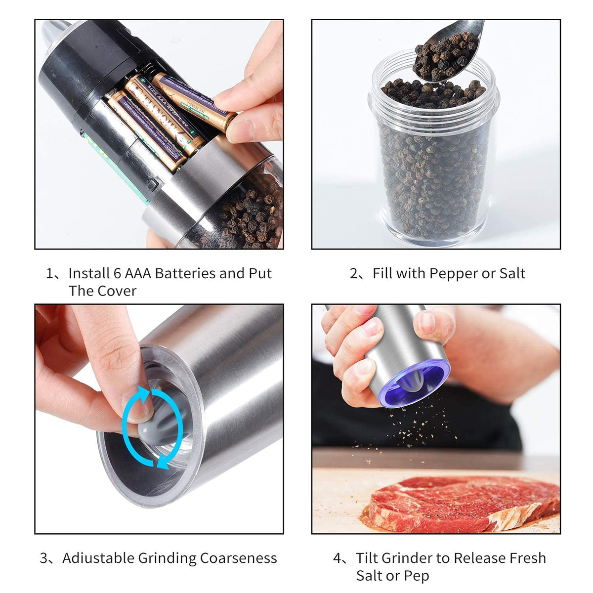 JOBKIM gravity easy-clean mechanism; wipe the grinder after use.