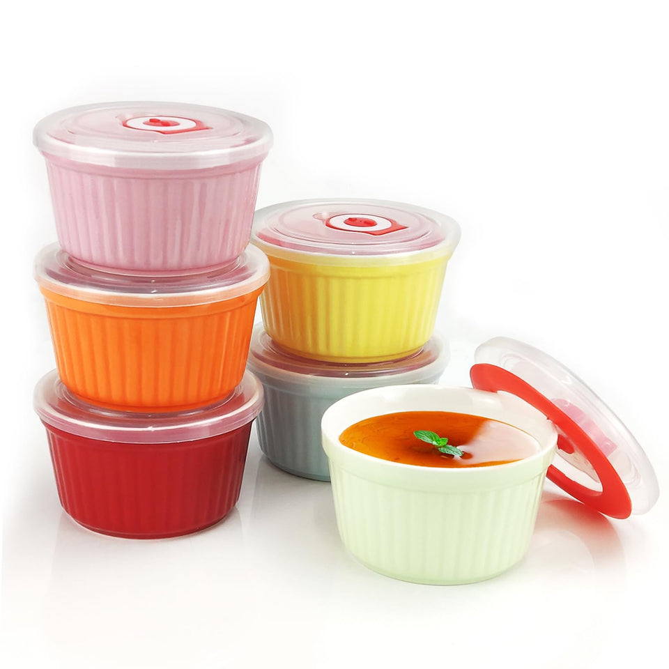 JOBVERT ramekins with lids set of 6 for baking and serving