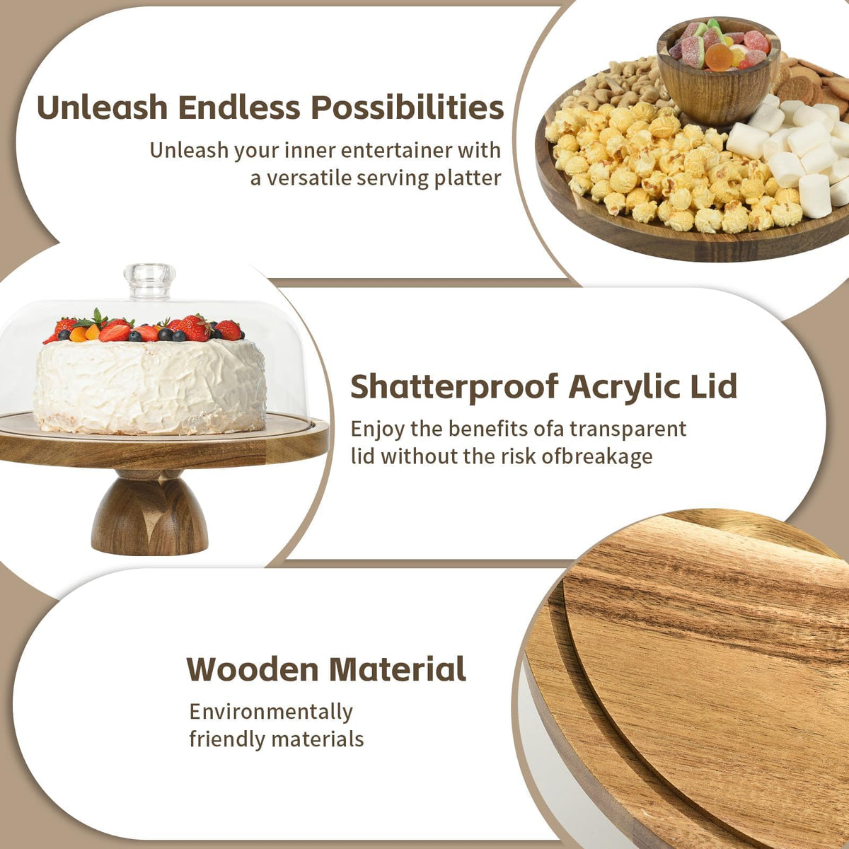 JOCHER 2-in-1 cake plate with lid for versatile serving and display