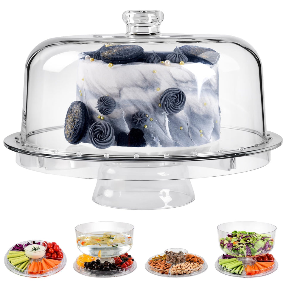 JOCHER cake stand with acrylic dome cover showcases desserts clearly and elegantly.
