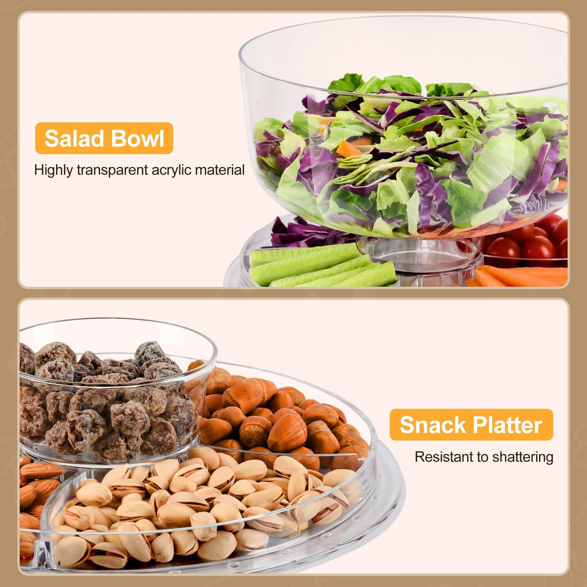 JOCHER dome edge design prevents slipping for stable serving.