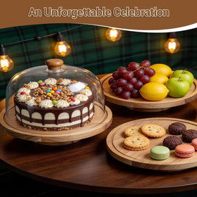 JOCHER clear acrylic lid keeps cakes fresh and protected.