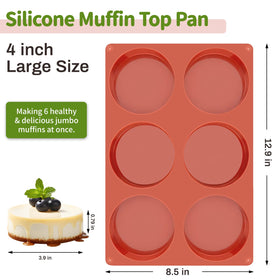 JOERSH brick-red silicone muffin top pan shown in kitchen setting for versatile baking.