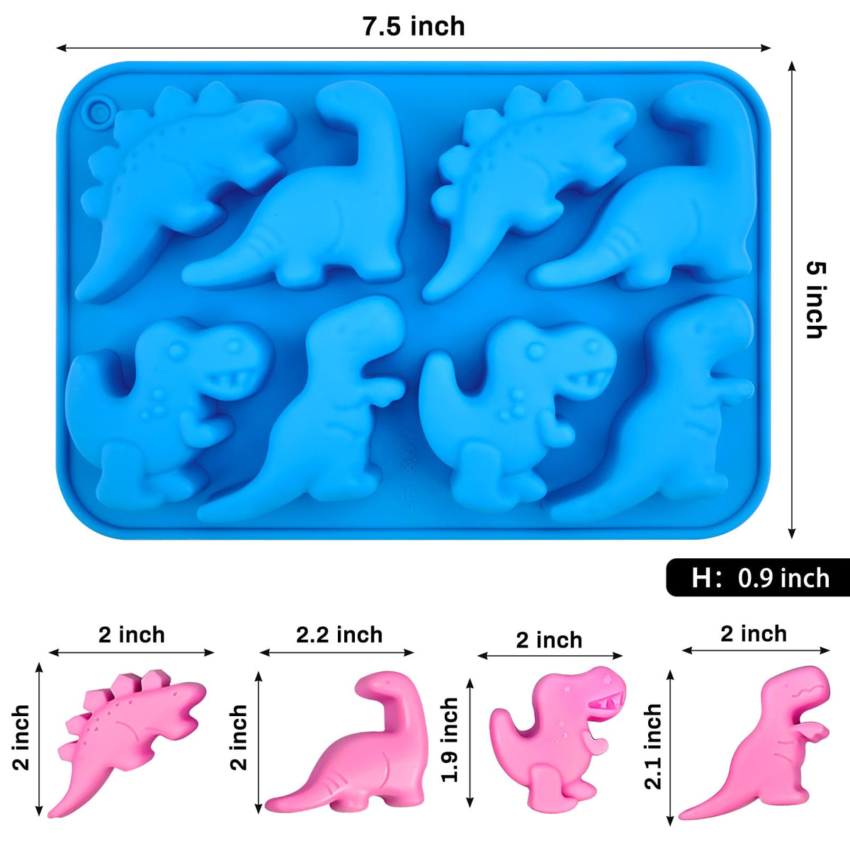JOERSH Stegosaurus 8-cavity mold for chocolates and gummies