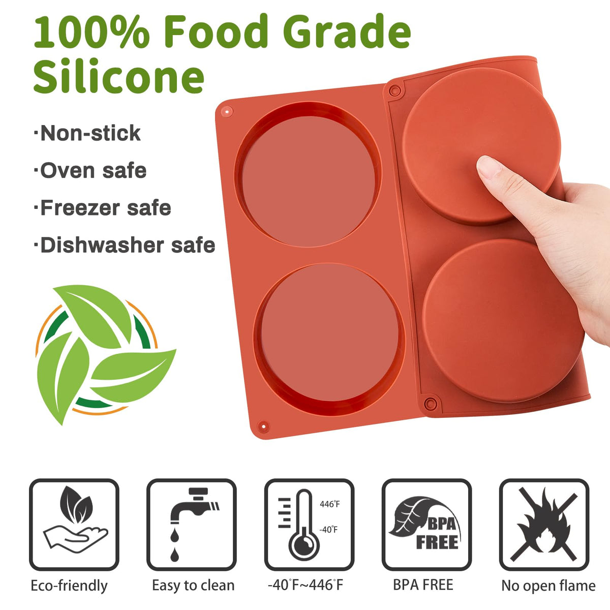 JOERSH round silicone mold offers easy release after baking.