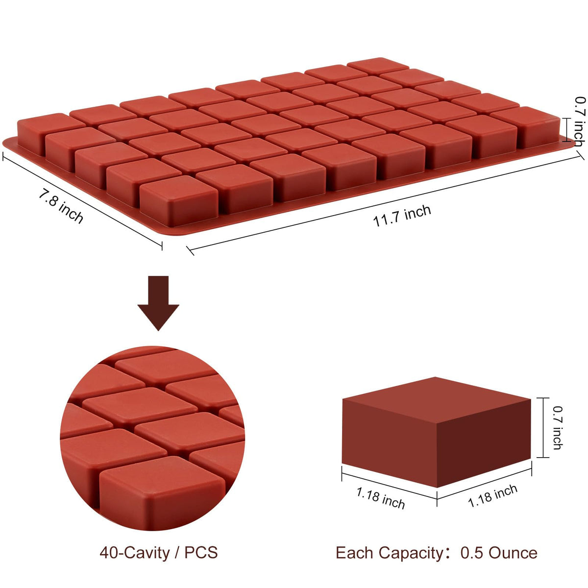 JOERSH mold shows 30x30x15 mm cavities for precise portion sizes.