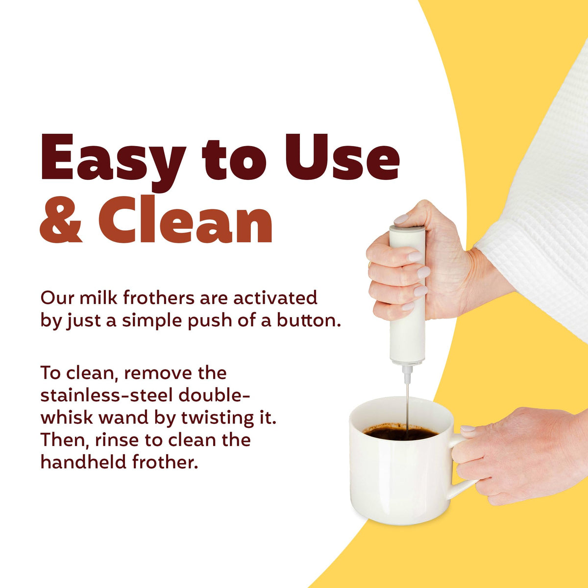 Joey Electric Milk Frother compact design fits neatly in a drawer.