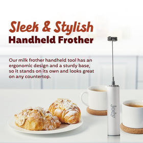 Joey Electric Milk Frother travel case keeps wand protected on the go.