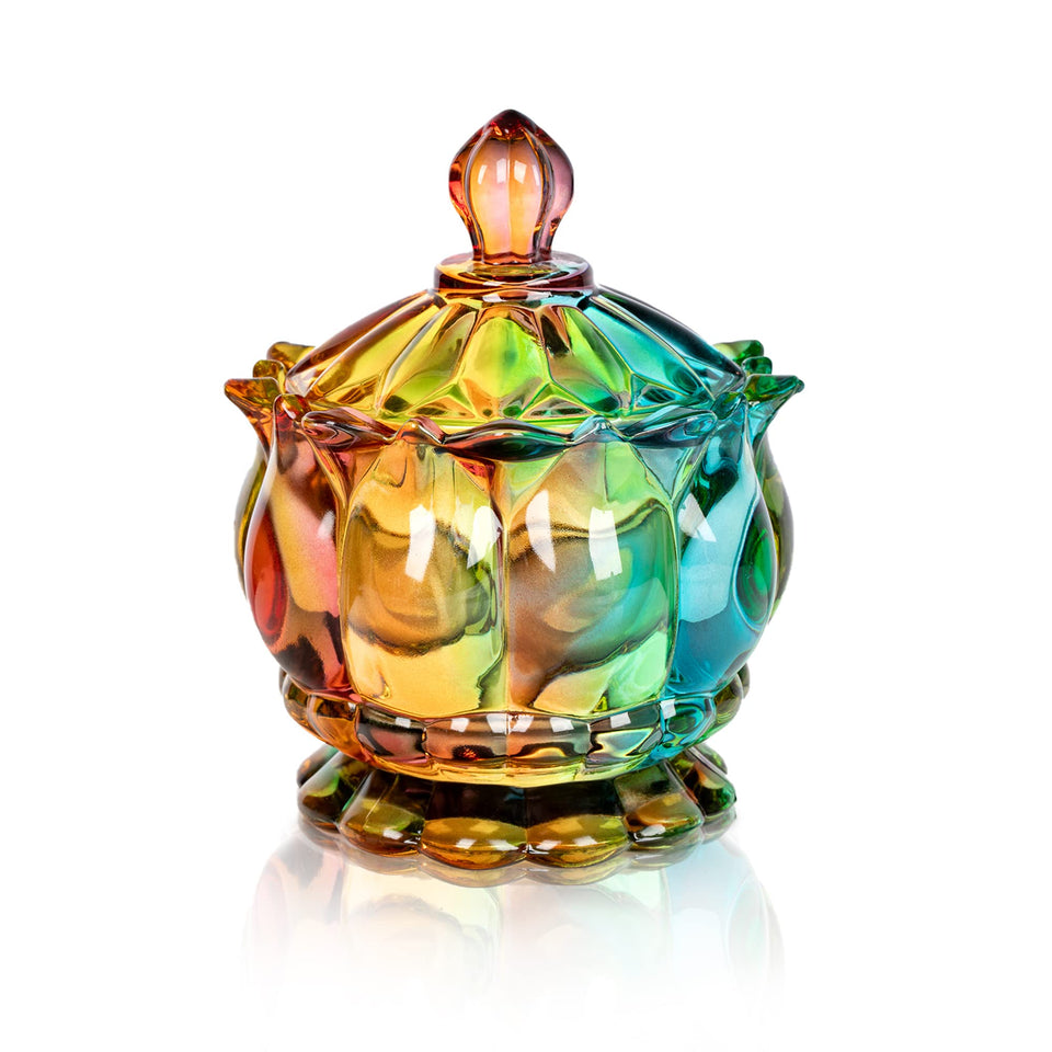 Joeyan 6oz colorful embossed glass jar with lid for stylish storage and display.