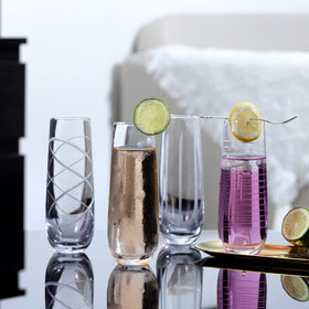 Joeyan etched champagne flutes handmade craftsmanship for lasting beauty.